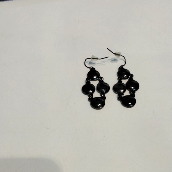 Black earrings with rhinestones - Picture 3 of 5